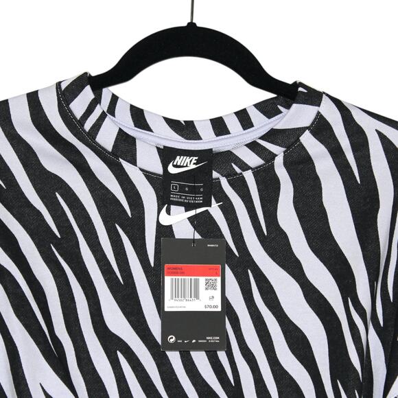 Nike Sportswear Icon Clash Women's Crew Sweatshirt Purple Black Zebra Print NWT - Picture 9 of 10